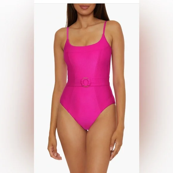 BECCA Monte Carlo Belted Rib One-Piece Swimsuit, Size Large, $158 - Picture 5 of 15